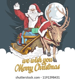 Santa clause merry christmas vector editable layers