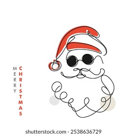 Santa Clause Minimal Continuous Line Art Vector for Christmas Greeting