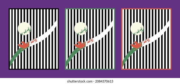 Santa clause moonlight themed design.Op art minimal design vector illustration