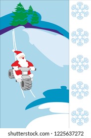 Santa Clause with motorcycle in landscepe