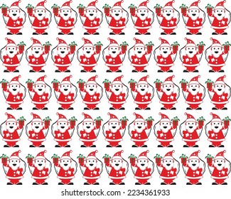 Santa clause pattern design, Christmas Head Santa Pattern design on white background