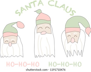 santa clause pink and green vector art