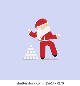 Santa Clause Playing Snow Flat Design