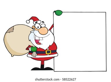 Santa Clause Presenting A Blank Sign