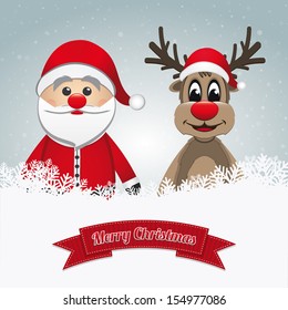 santa clause reindeer snow winter landscape