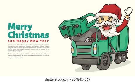 carro de polícia de passeio santa clause para o policial Natal e feliz ano novo cartão de saudação e página web modelo vetor ilustração