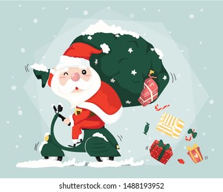 Santa Clause Ride Scooter Delivery Present Stock Vector (Royalty Free ...