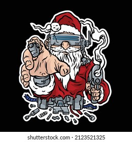 santa clause robot aiming at the target illustration