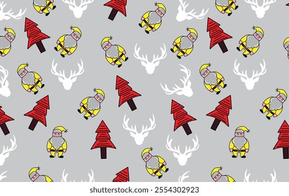 Santa clause seamless pattern,unique hand drawn,abstract background