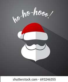 Santa Clause simple head with mustache, beard and hat and gray shadow