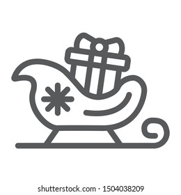 Santa clause sled line icon. christmas and holiday, christmas sleigh sign, vector graphics, a linear pattern on a white background, eps 10.