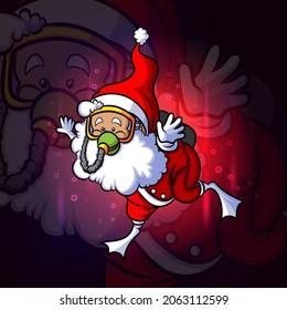 The santa clause is snorkeling esport logo design of illustration