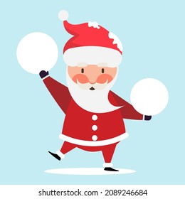 Santa clause standing and holding snow ball. Christmas time.vectors design.
