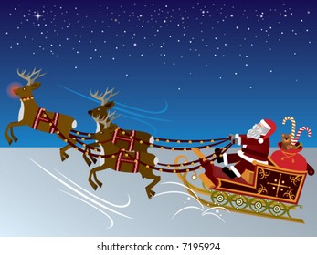 Santa Clause starting to fly. (vector)