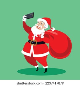 Santa clause take mobile selfie happy 