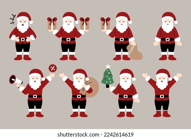 santa clause vector character bundle set