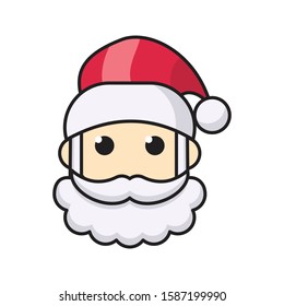 Santa clause vector flat color line icon 