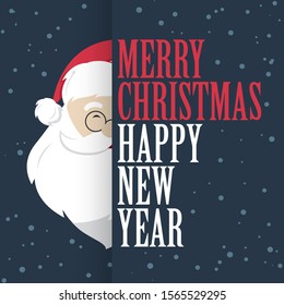 Santa Clause Vector with Merry Christmas Typography