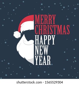 Santa Clause Vector with Merry Christmas Typography