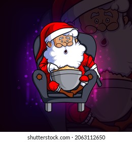 The santa clause watch the movie esport mascot design of illustration