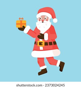 Santa clause whith gift. Vector illustration
