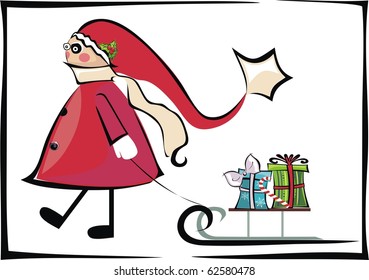 santa clause's assistant with gifts