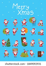 santa clauses set for christmas greeting card vector illustration