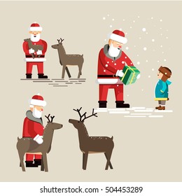 Santa Clauses set for christmas. Vector Illustration isolated