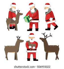 Santa Clauses set for christmas. Vector Illustration isolated