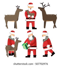 Santa Clauses set for christmas. Vector Illustration isolated