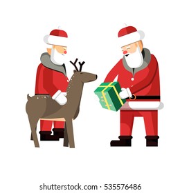 Santa Clauses set for christmas. Vector Illustration isolated