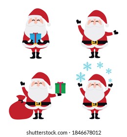 Santa Clauses set for christmas,Collection of Christmas Santa Claus. Merry christmas, Merry christmas santa claus with many gifts and merry christmas snowy.vector illustration and icon