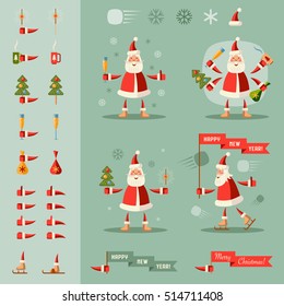 Santa Clauses set. Vector illustration.
