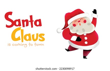 Santa Clauses in various positions , illustration of Santa Claus with a present, Letters can be removed or replaced.VECTOR 