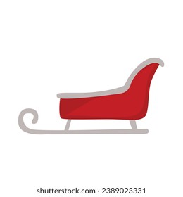 Santa claus's sleigh vector. Merry christmas and happy new year clip art. Flat vector in cartoon style isolated on white background.
