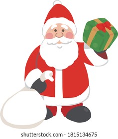 Ilustración vectorial de Santa Claus con un regalo