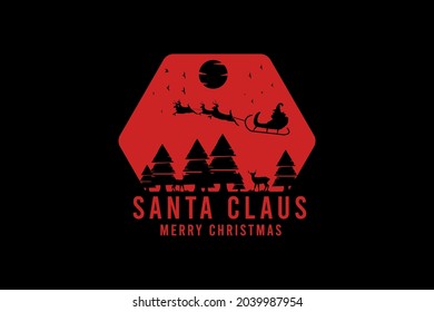 Santa claus,t-shirt merchandise silhouette cypress tree mockup typography