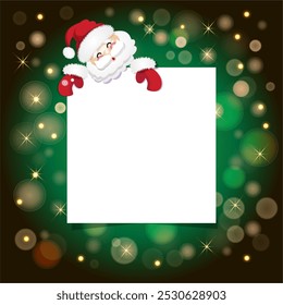   santa clays, happy new year ,marry christmas, green background, bokeh effect light