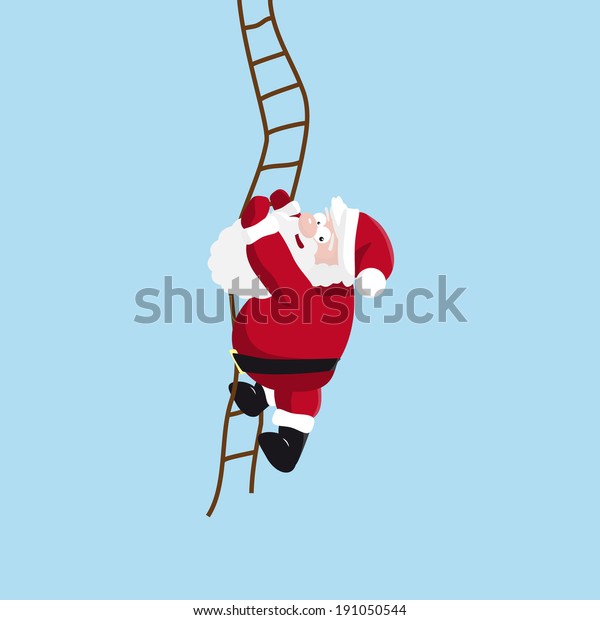 サンタがはしごを登る ベクターイラスト のベクター画像素材 ロイヤリティフリー
