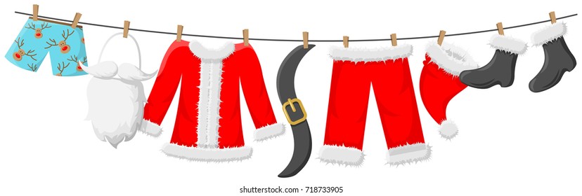 Santa clothes hanging on the line