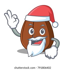 Santa coffee bean mascot cartoon