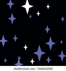 Santa Color Holiday Blue Four-pointed Christmas Composition. Magic Night Stars Print Black Wallpaper. New Year Chaotic Indigo Sky Snow Ornament. Winter Dark White Retro Mystery Background.