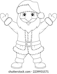 Santa coloring book page for children and adult