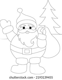 Santa coloring page for kids