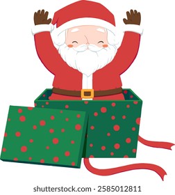 Santa comes out from a gift