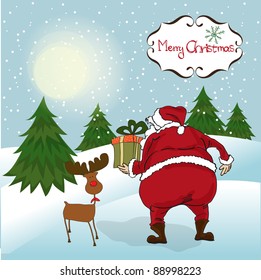 Santa coming, Christmas greeting card