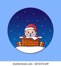 Santa coming out of the chimney at night