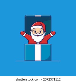 Santa coming out of the gift box vector illustration