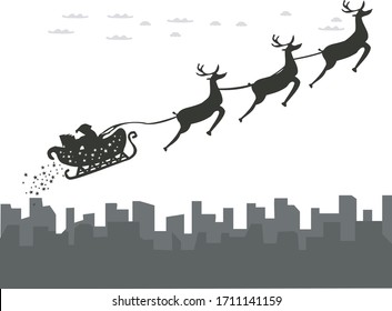 Santa is coming to town with reindeer