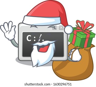 Santa command window Cartoon character design having box of gift
